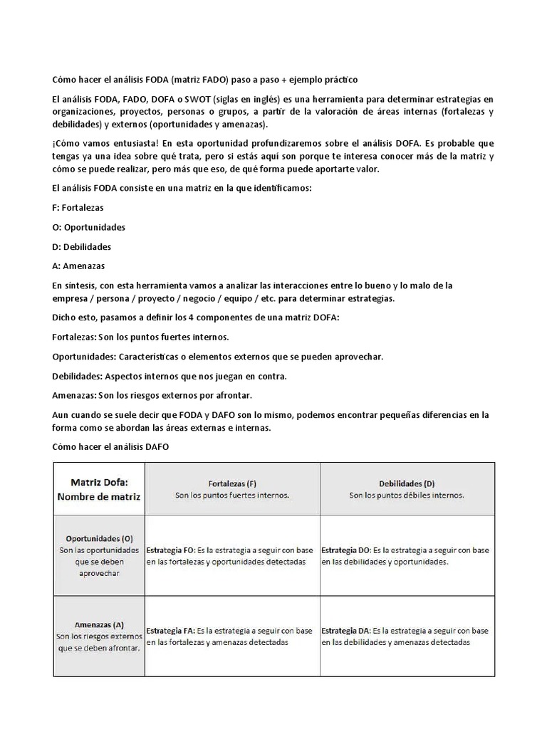 Guía Práctica para Análisis FODA | PDF | Análisis FODA | Business