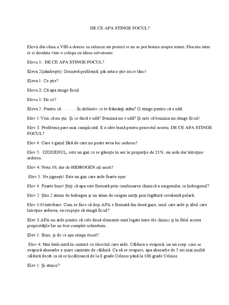 0 de Ce Apa Stinge Focul | PDF