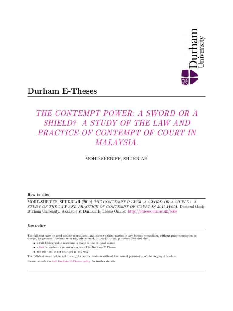 The Contempt Power A Sword or A Shield A | PDF | Contempt Of Court ...