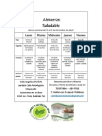 Menú semanal almuerzos saludables 5-9 diciembre 2022