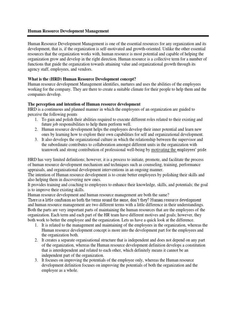 Human Resource Development Management | PDF | Official Development