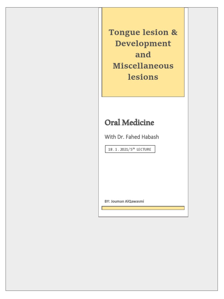 Tongue Lesions: Types and Treatments | PDF | Causes Of Death | Anatomy