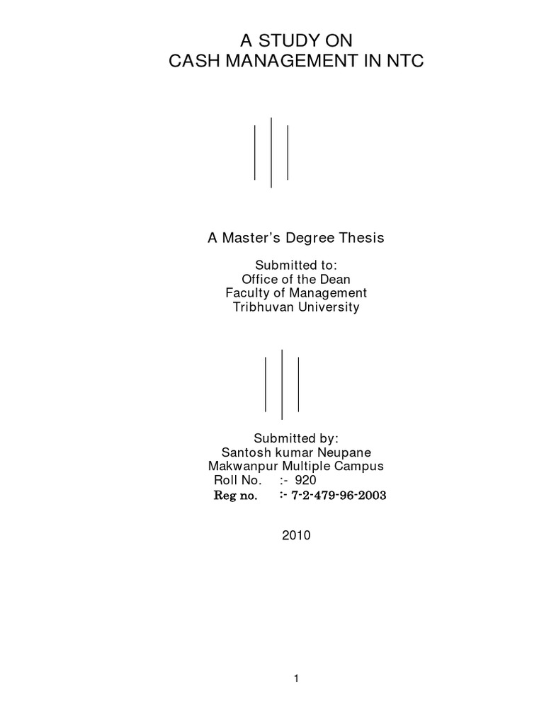 A STUDY ON Cash Management in NTC | PDF | Cheque | Banks