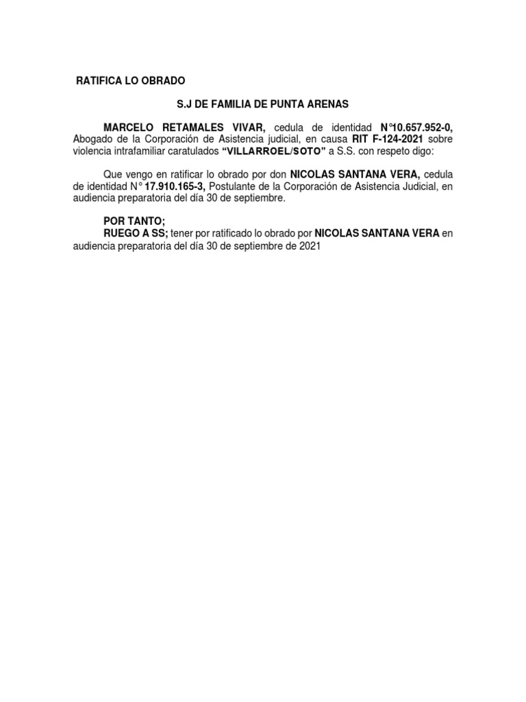 Ratificación de Audiencia Preparatoria | PDF