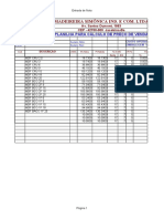 Plano de cálculo de preços de venda de madeira MDF