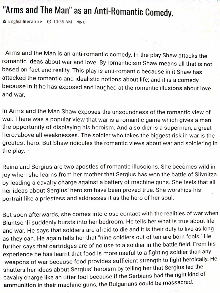 Arms and The Man As An Anti Comedy PDF