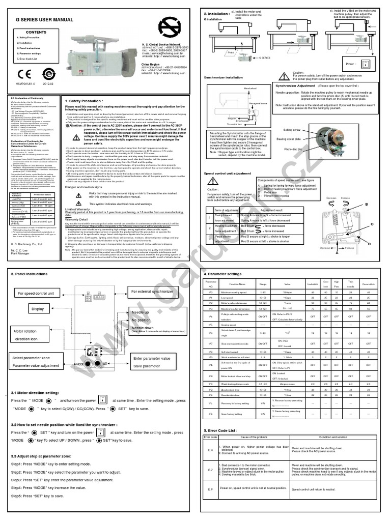 G Series User Manual PDF Electric Motor Electricity