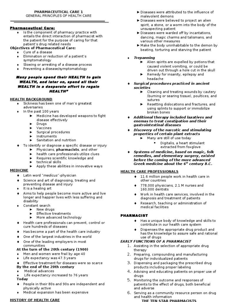 Pharmaceutical Care Principles | PDF | Pharmacy | Pharmaceutical Drug