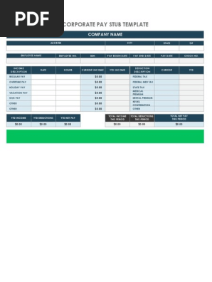 Corporate Pay Stub Template-PDF Reader Pro