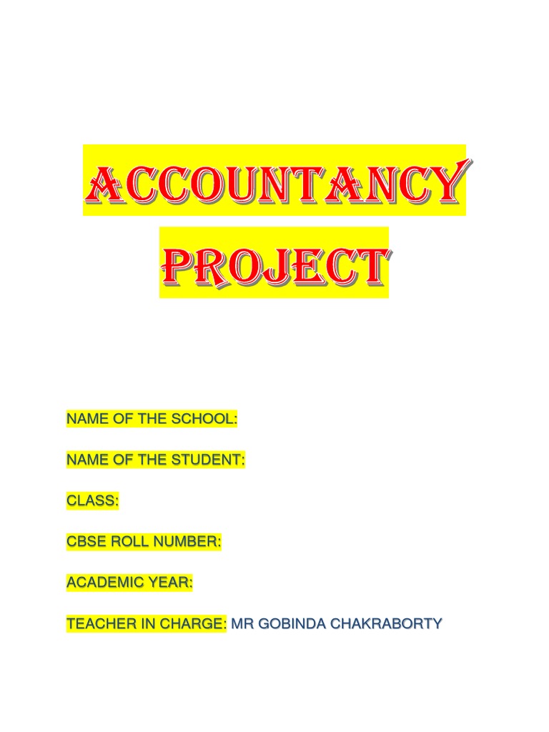 Class 12 Accountancy Project Cover Page | PDF | Business | Finance ...