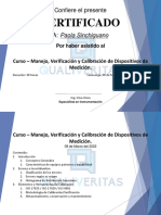 Certificado Curso - Manejo, Verificación y Calibración de Dispositivos de Medi - PaolaSinchiguano