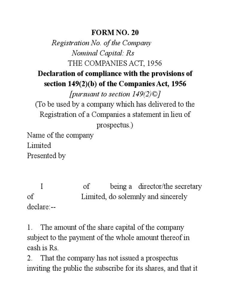 Form no 20 pdf