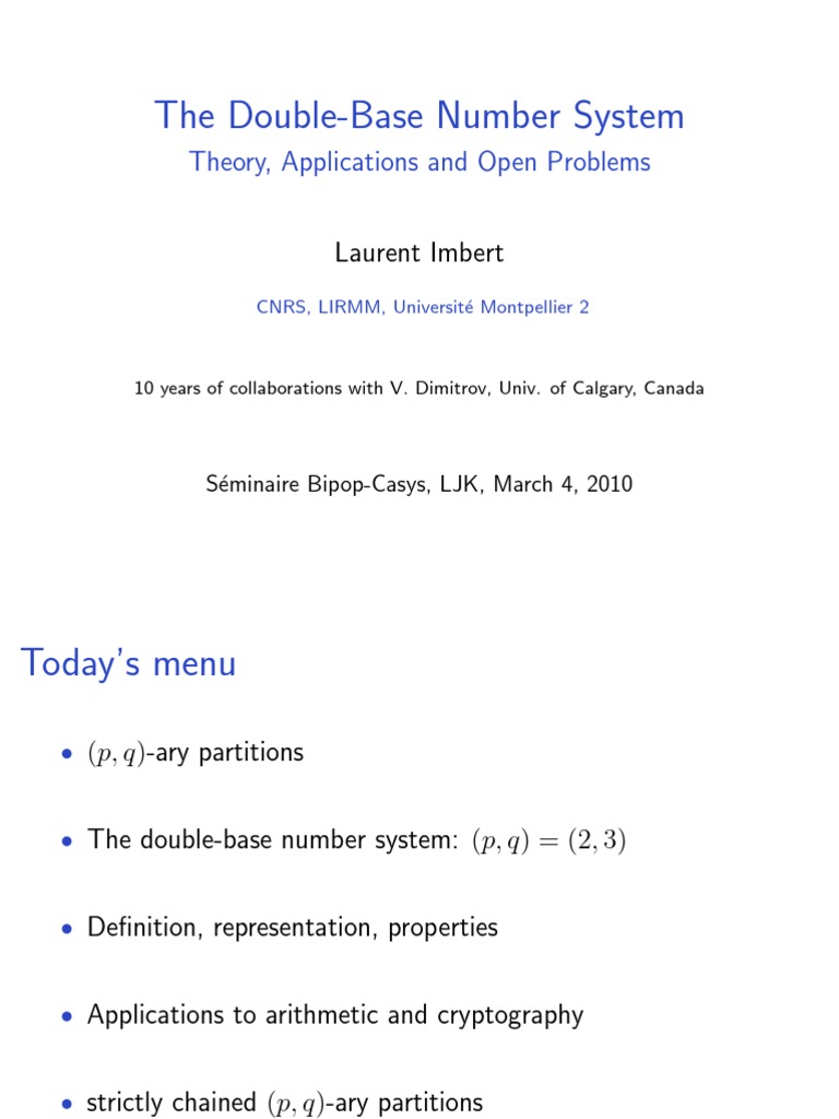 Double-Base Number System Overview | PDF | Logarithm | Number Theory