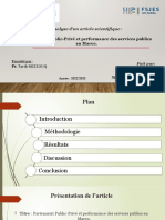 Analyser L'article Scientifique Porte Sur La Performance Des Partenariats Public-Privé Au Maroc