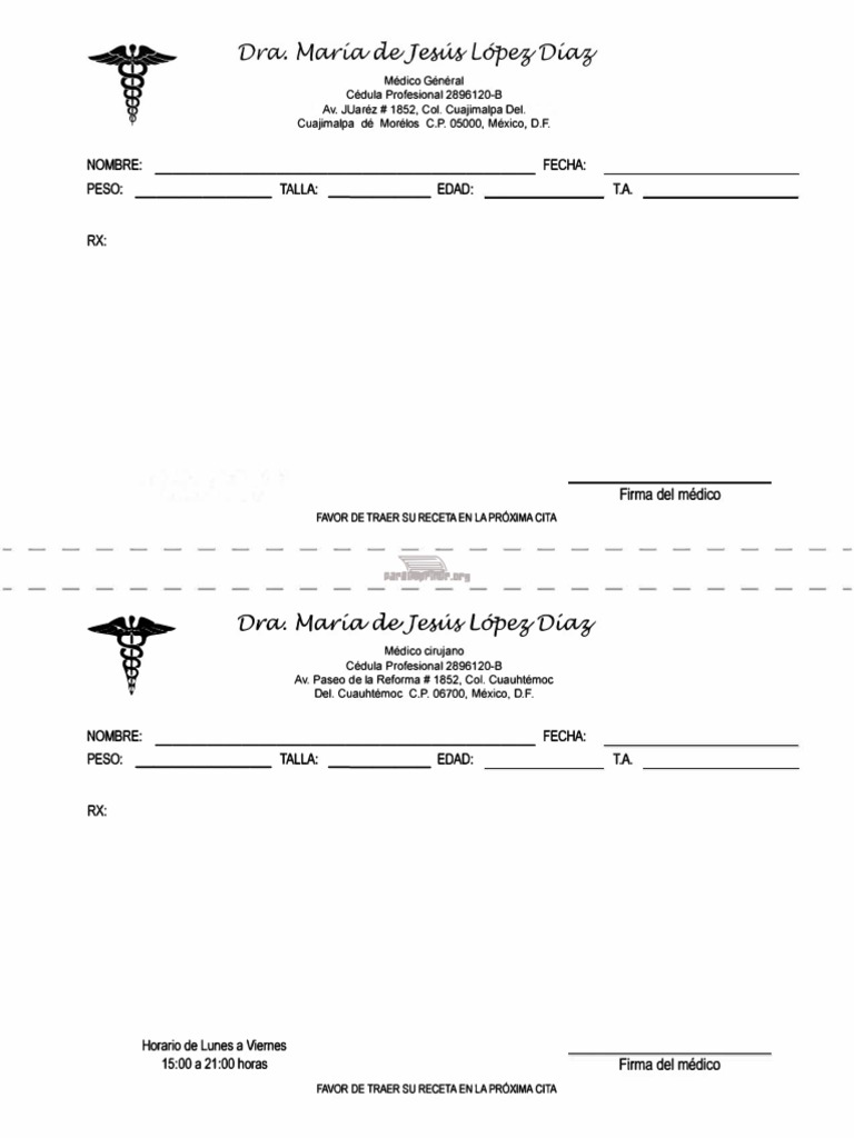 Formato de Receta Medica para Imprimir1 | PDF