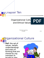 Chapter Ten: Organizational Culture and Ethical Values