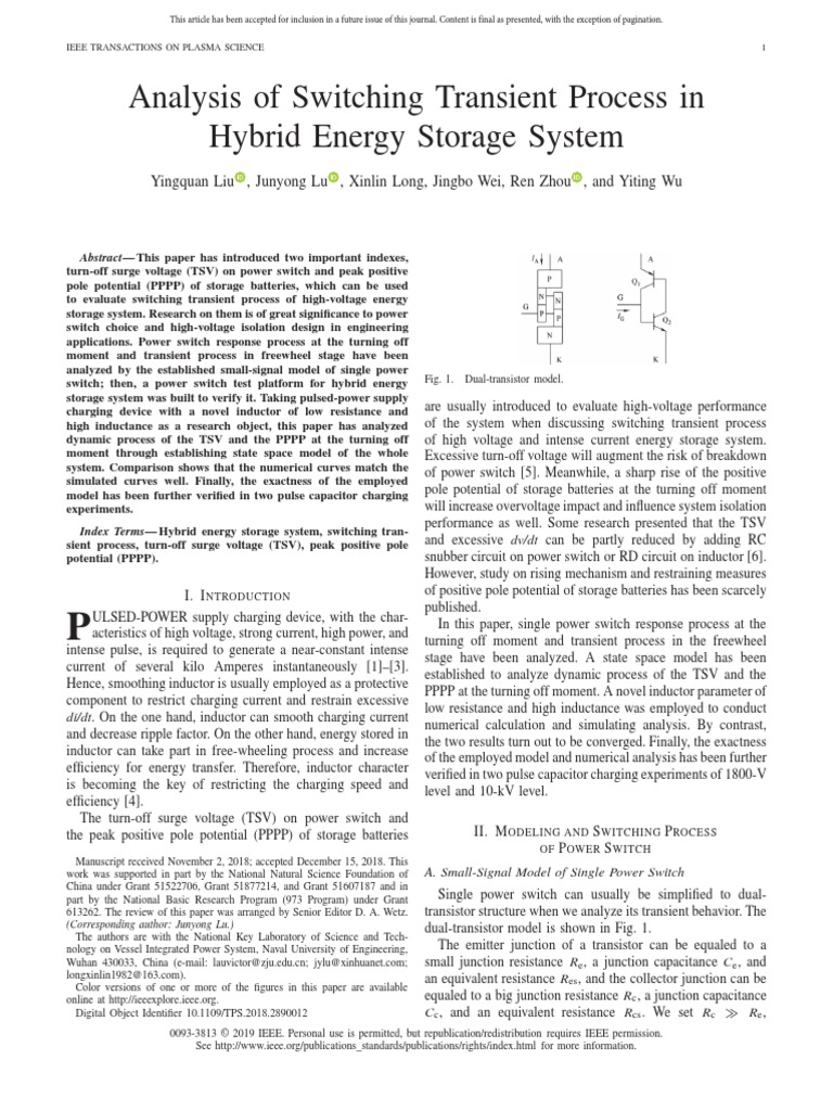 Analysis of Switching Transient Process in PDF Capacitor Inductor