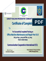 ETHIO-CERTFICATE ON OFFICE MAINTAINANCE TRAINING 2015