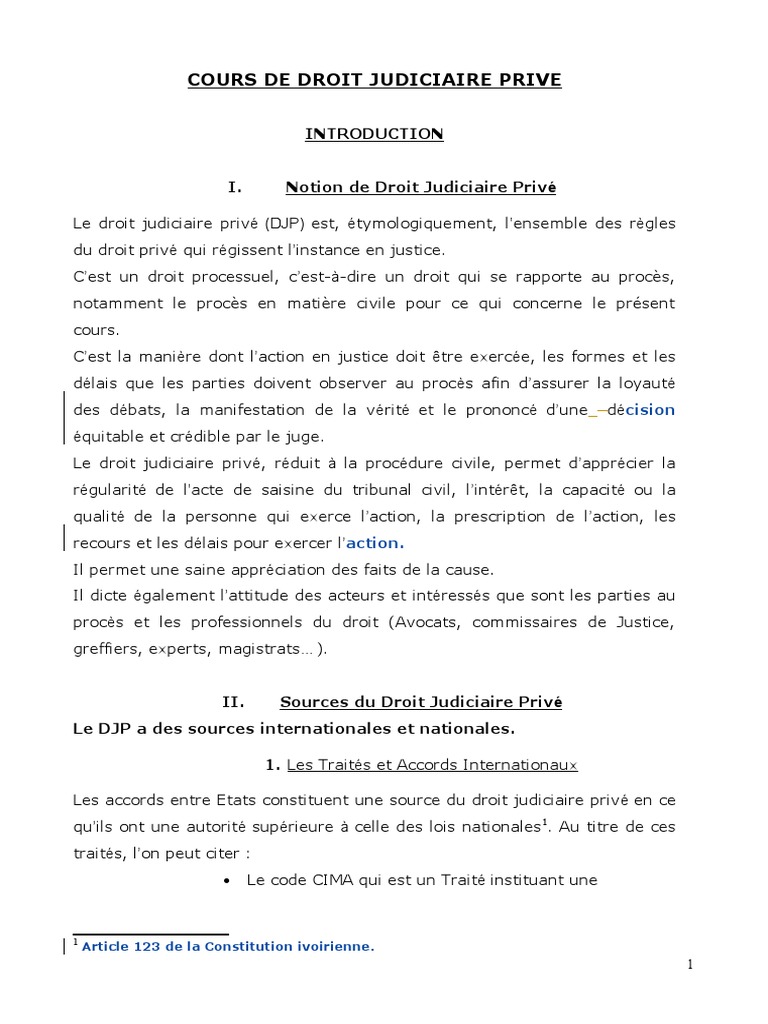 Cours de Droit Judiciaire Privé | PDF | Compétence | Loi