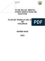 Plan de Actividades Warmi Wasi Del Distrito de Huaycan