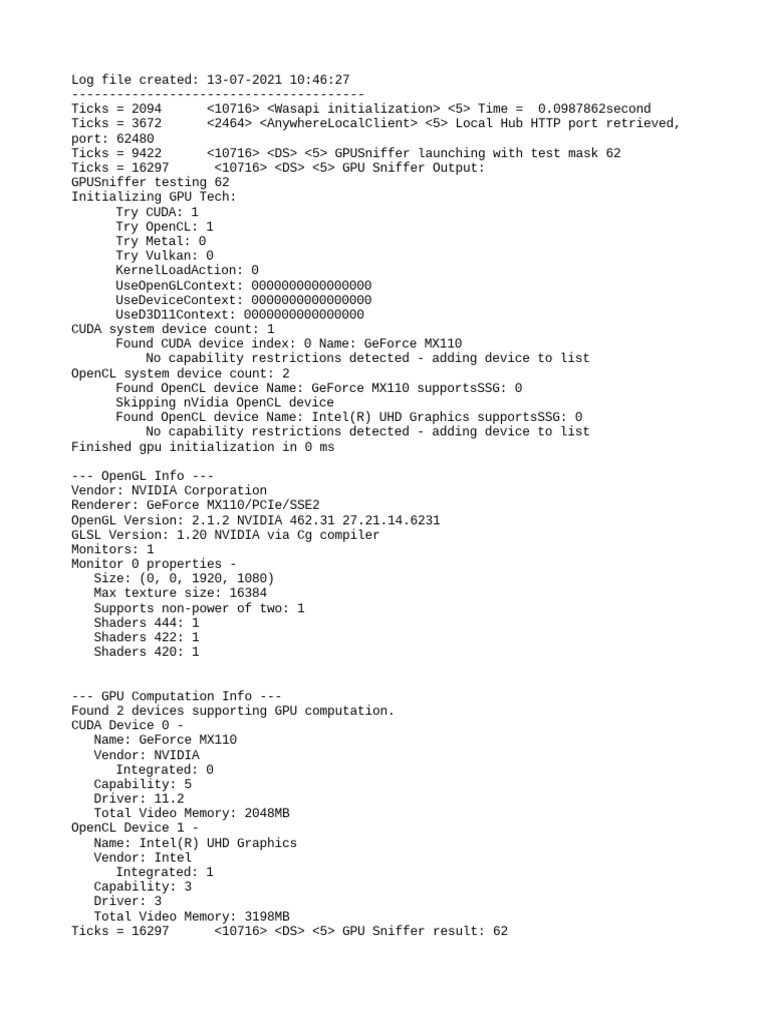 GPU Sniffer Log Analysis Report | PDF | Graphics Processing Unit | Shader