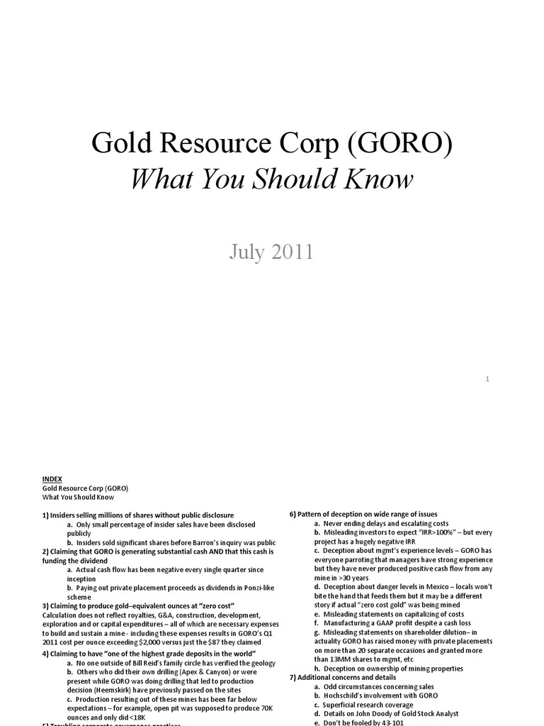 GORO What You Need To Know PDF Dividend Stocks