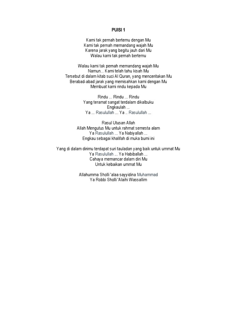 Rindu dan Cinta kepada Rasulullah | PDF | Kajian Bahasa Asing | Agama ...
