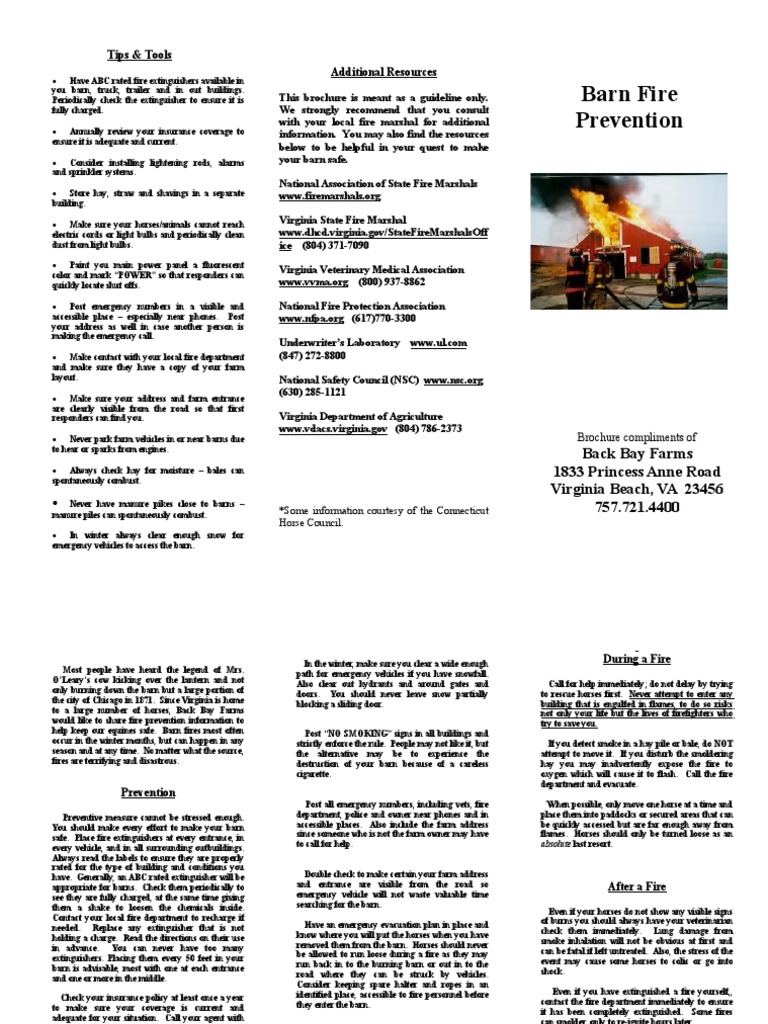 Brochure Barn Fire Prevention Hay Firefighter