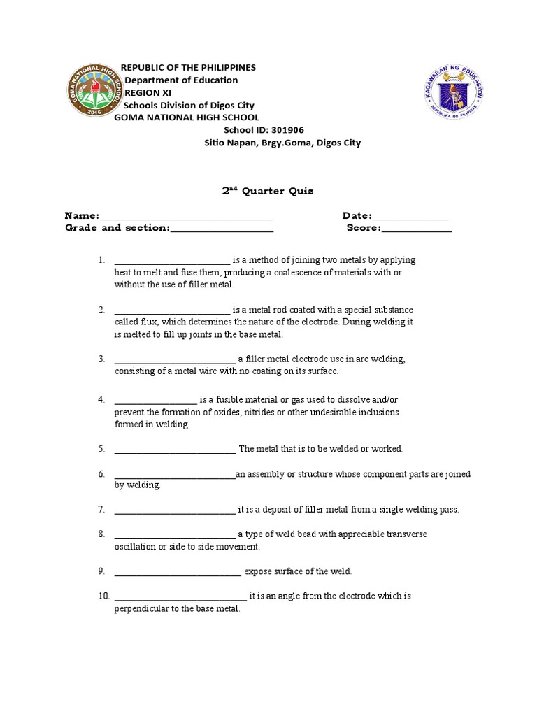 Quiz PDF Construction Welding