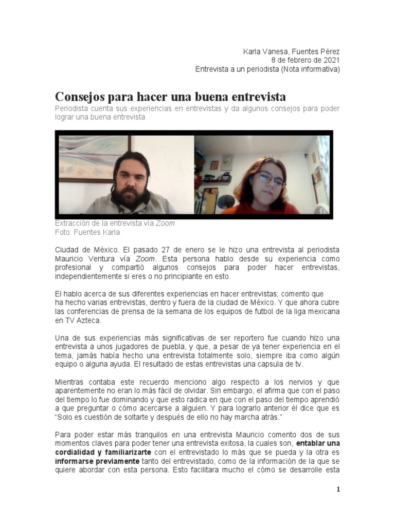 Entrevista A Un Periodista (Nota Informativa) | PDF | México