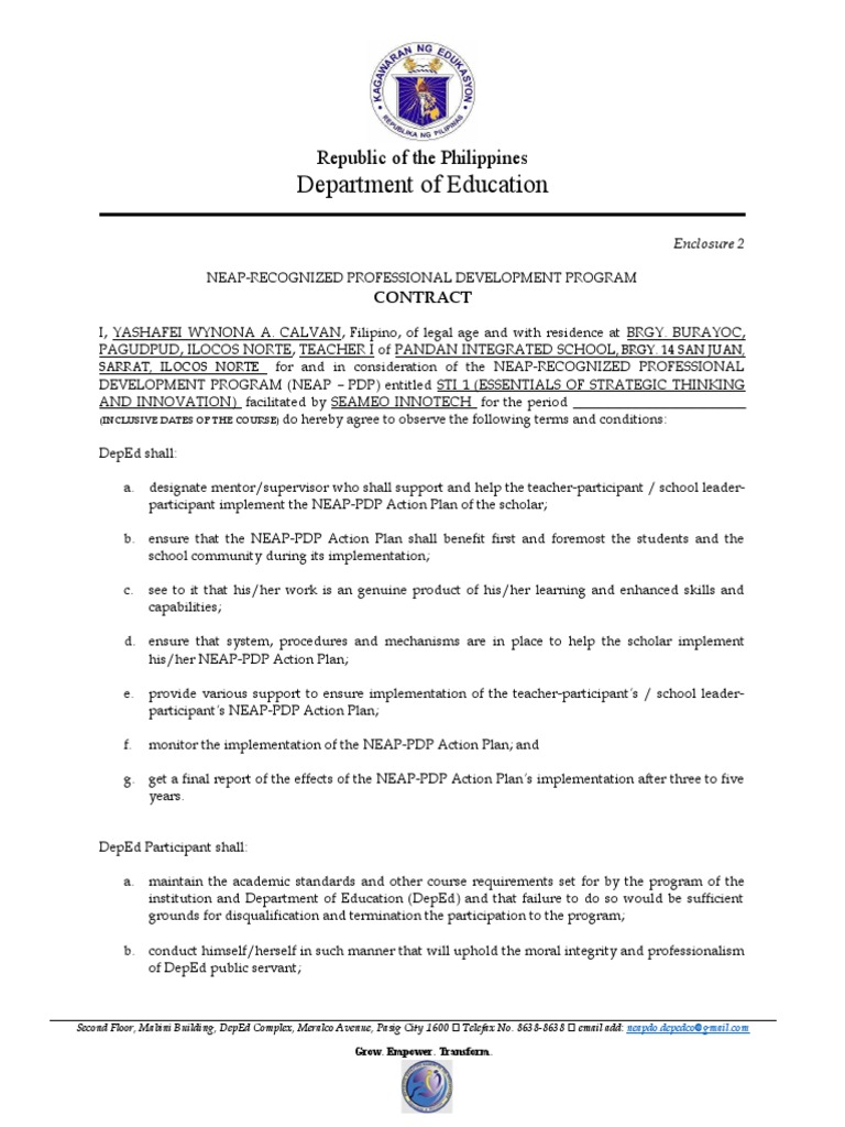 NEAP Professional Development Agreement | PDF | Justice | Crime & Violence