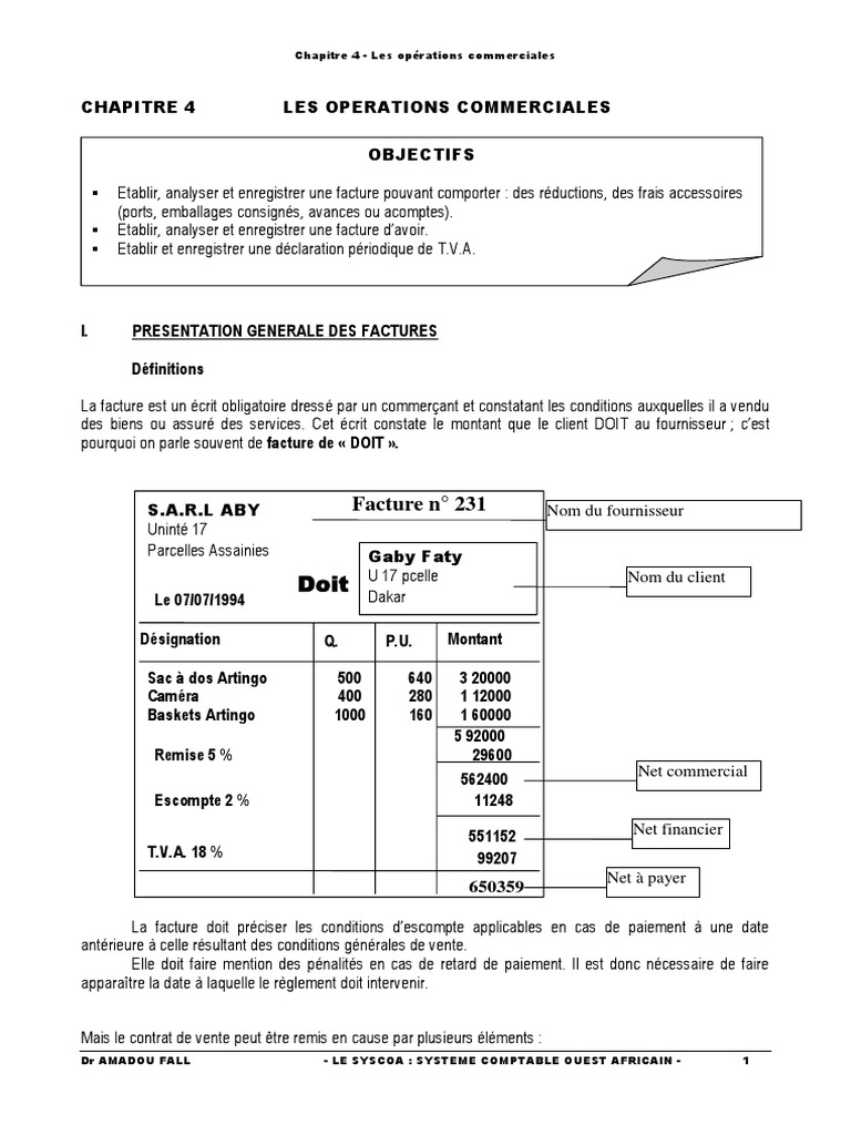 Les opérations commerciales expliquées | PDF | Facture | Taxe sur la ...