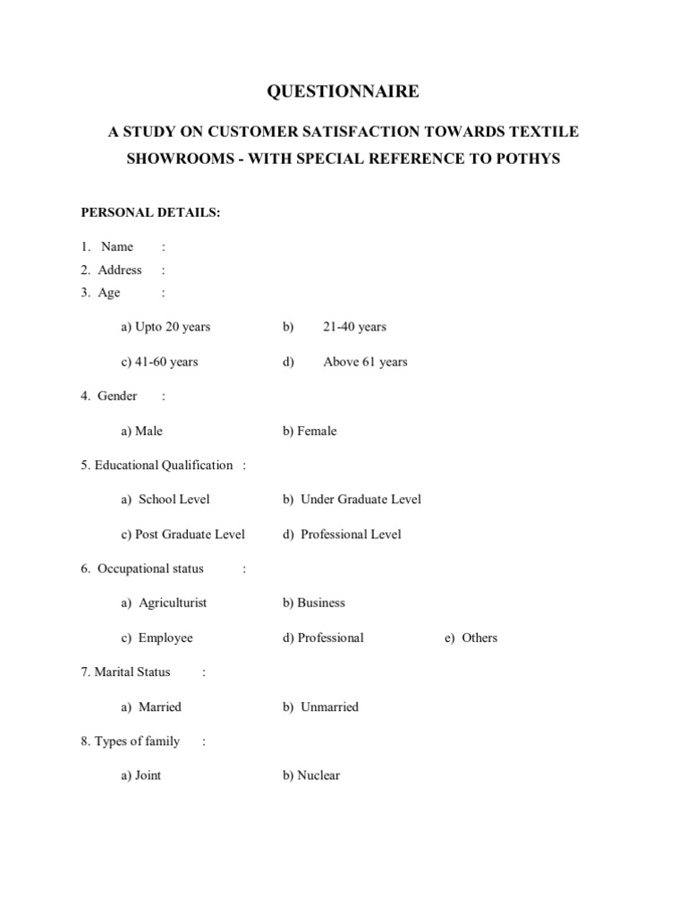 Customer Satisfaction Survey for Fashion | PDF