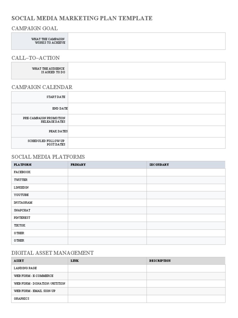 Social Media Marketing Plan Template | PDF