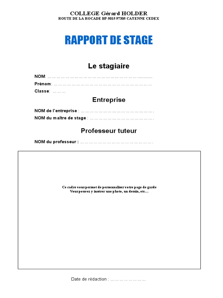 Exemple Du Rapport De Stage Pdf Le Meilleur Exemple Exemple De Rapport