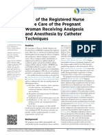Role of The RN in The Care of The Pregnant Woman Receiving Analgesia and Anesthesia by Catheter Techniques