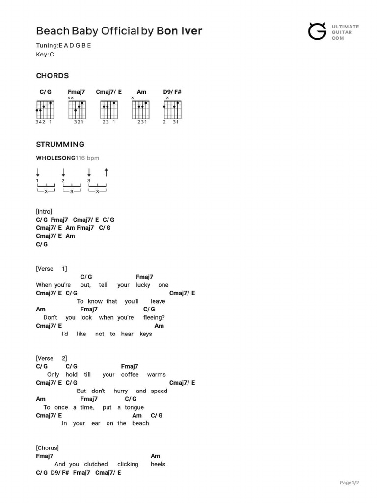 Bon Iver - Beach Baby Tabs PDF