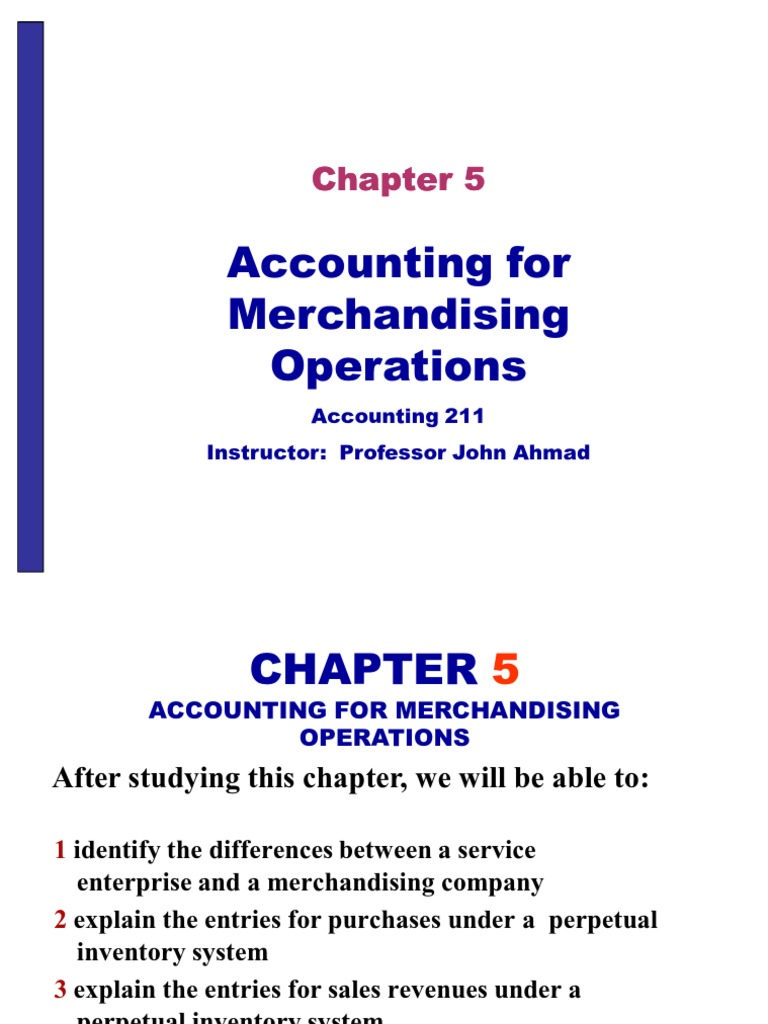 Accounting 211 Chapter 5 | PDF | Debits And Credits | Cost Of Goods Sold