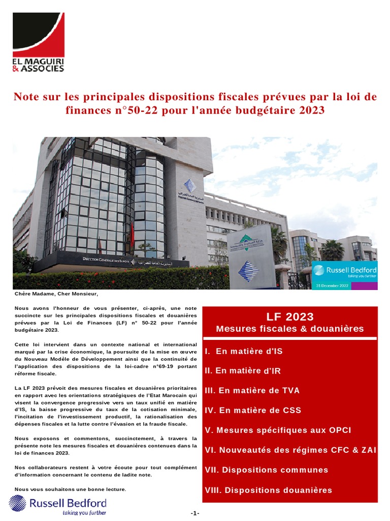Dispositions fiscales LF 2023 au Maroc | PDF | Impôt sur le revenu | Impôts