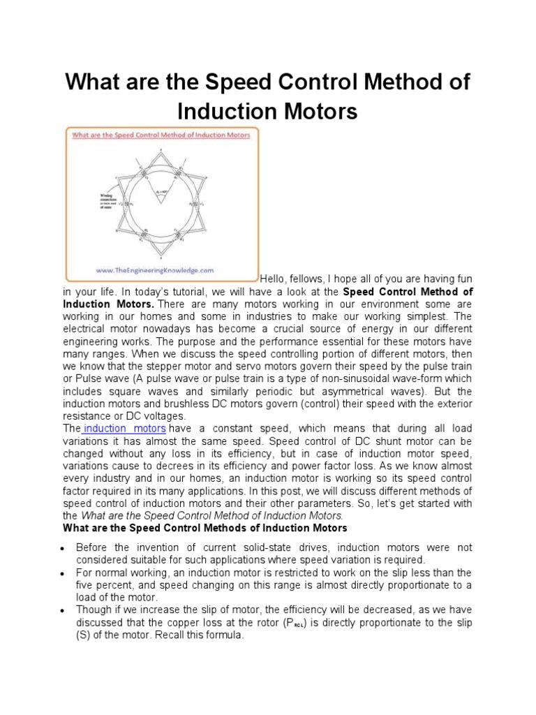 What Are The Speed Control Method of Induction Motors PDF Electric