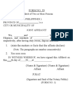 Form No. 33 Affidavit in Filipino Language