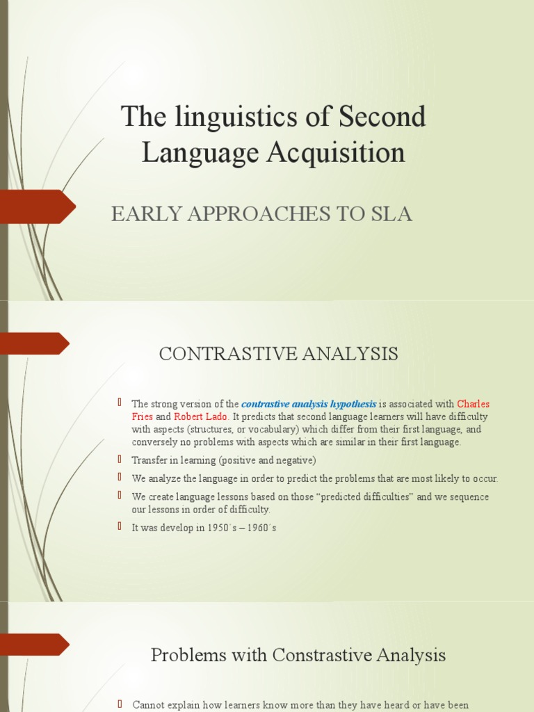 Intralanguage and Contrastive Analysis in SLA | PDF | Second Language ...