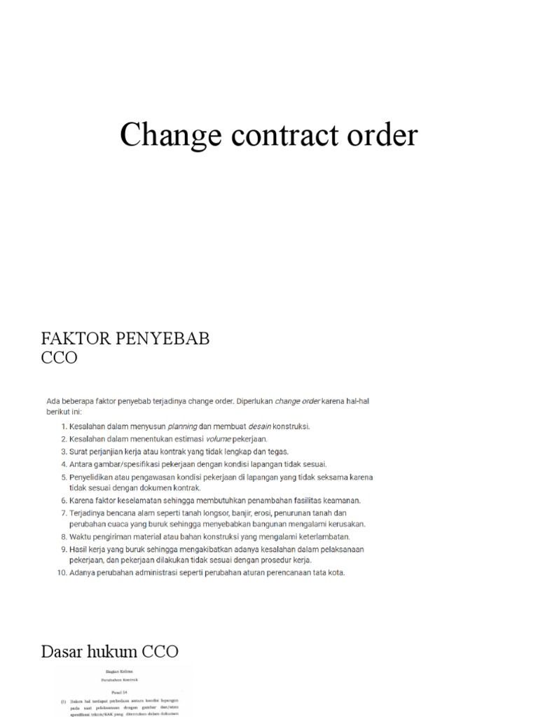 Pengertian dan Jenis CCO dalam Proyek | PDF