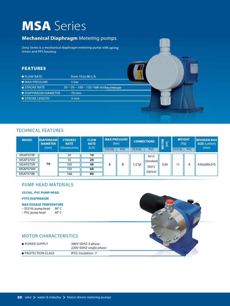 Seko MSA Data Sheet | PDF | Pump | Valve