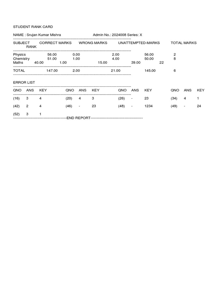 p2 Rank Card | PDF | Physical Sciences | Natural Sciences