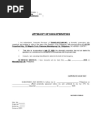 Certificate of Non Operations