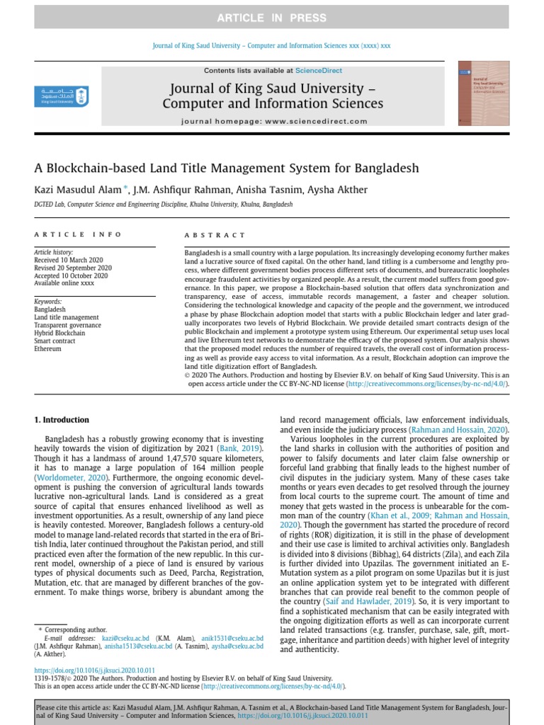 A Blockchain Based Land Title Management System Fo Pdf