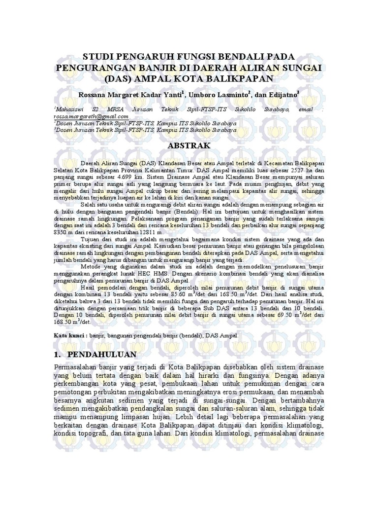 Pengaruh Bendali Terhadap Banjir DAS Ampal | PDF