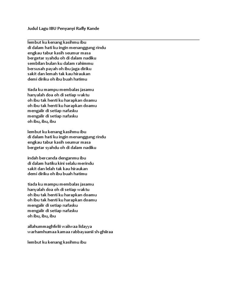 Lirik Lagu Ibu oleh Rafly Kande | PDF | Seni | Puisi