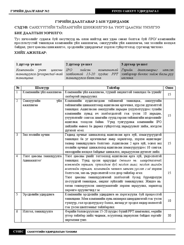FIN221 Homework 2 Guidance 1 | PDF